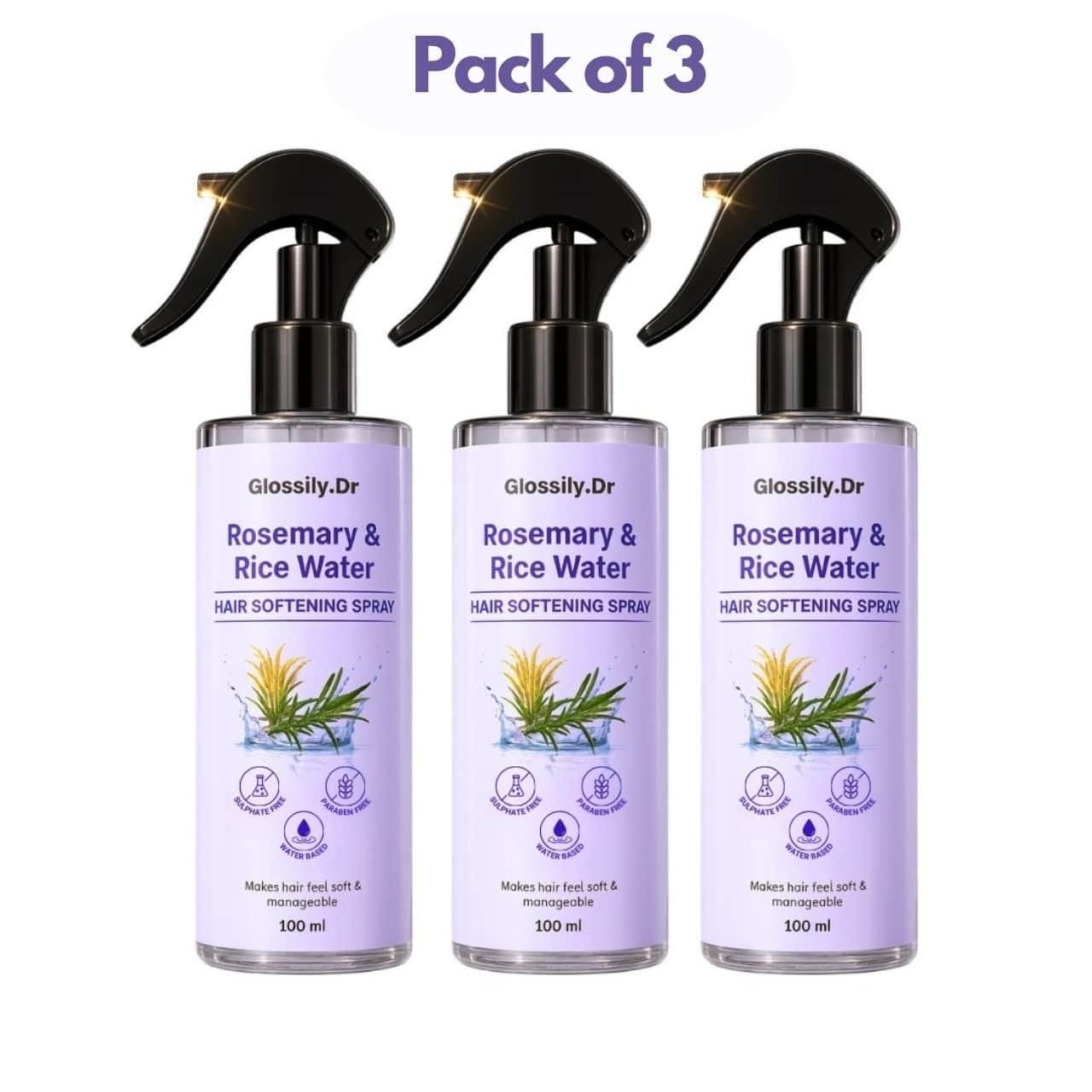 Glossily.Dr Rosemary & Rice Water Hair Spray (Pack of 3)